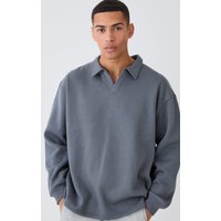 Oversize Rugby Sweatshirt-Poloshirt - Grau - XS, Grau von boohooman