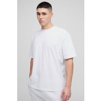 Oversize Rundhals T-Shirt mit BM Signature Stickerei - Weiß - XL, Weiß von boohooman