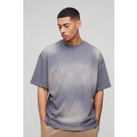Oversize Rundhals T-Shirt mit Spray-Waschung - Grau - S, Grau von boohooman