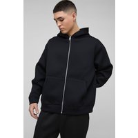Oversize Scuba Hoodie mit Reißverschluss - Schwarz - XS, Schwarz Oversize Scuba Hoodie mit Reißverschluss - Schwarz - XS, Schwarz von boohooman