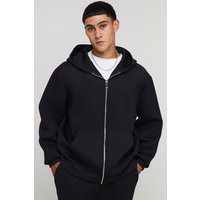 Oversize Scuba Hoodie mit Reißverschluss - Schwarz - XS, Schwarz Oversize Scuba Hoodie mit Reißverschluss - Schwarz - XS, Schwarz von boohooman