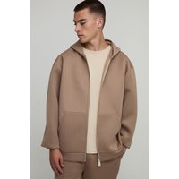 Oversize Scuba Hoodie mit Reißverschluss - Taupe - XS, Taupe Oversize Scuba Hoodie mit Reißverschluss - Taupe - XS, Taupe von boohooman