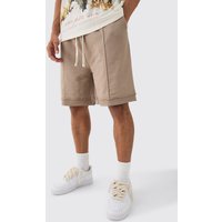 Oversize Shorts mit geripptem Saum - Taupe - XS, Taupe von boohooman
