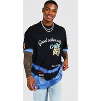 Oversize Slogan Batik T-Shirt von boohooman