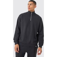 Oversize Sweatshirt mit 1/4 Reißverschluss - Schwarz - L, Schwarz Oversize Sweatshirt mit 1/4 Reißverschluss - Schwarz - L, Schwarz von boohooman