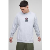 Oversize Sweatshirt mit Limited Edition Stickerei und Blumenprint - Grau - M, Grau Oversize Sweatshirt mit Limited Edition Stickerei und Blumenprint - Grau - M, Grau von boohooman