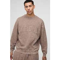Oversize Sweatshirt mit Official-Applikation - Braun - M, Braun von boohooman