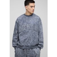 Oversize Sweatshirt mit Official-Applikation - Grau - XL, Grau von boohooman