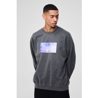 Oversize Sweatshirt mit Sky Box Print - Grau - M, Grau von boohooman