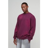 Oversize Sweatshirt mit Spray-Waschung - Burgund - L, Burgund von boohooman