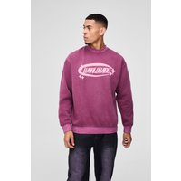 Oversize Sweatshirt mit Worldwide Stern-Print - Rot - L, Rot von boohooman