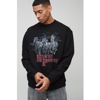 Oversize Sweatshirt mit Wyoming Western Print - Schwarz - S, Schwarz Oversize Sweatshirt mit Wyoming Western Print - Schwarz - S, Schwarz von boohooman