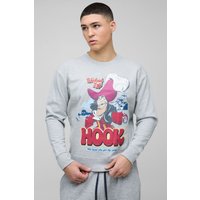Oversize Sweatshirt mit lizenziertem Captain Hook Print - Grau - XS, Grau von boohooman