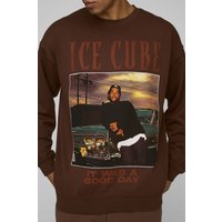 Oversize Sweatshirt mit lizenziertem Ice Cube Print - Braun - S, Braun von boohooman