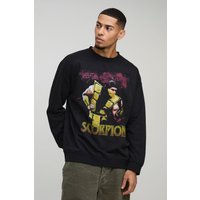 Oversize Sweatshirt mit lizenziertem Mortal Kompat Scorpion Print - Schwarz - M, Schwarz von boohooman