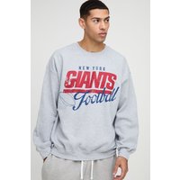 Oversize Sweatshirt mit lizenziertem Nfl Giants Print - Grau - M, Grau von boohooman