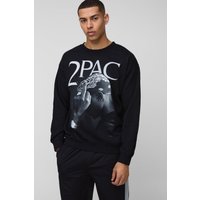 Oversize Sweatshirt mit lizenziertem Tupac Print - Schwarz - M, Schwarz von boohooman