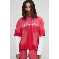 Oversize T-Shirt - Rot - XL, Rot von boohooman