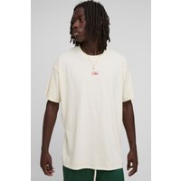 Oversize T-Shirt in Ecru-Stickerei mit Man-Print - XS, Ecru Oversize T-Shirt in Ecru-Stickerei mit Man-Print - XS, Ecru von boohooman