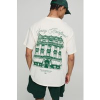 Oversize T-Shirt in Ecru mit MAN Monaco Print - XS, Ecru Oversize T-Shirt in Ecru mit MAN Monaco Print - XS, Ecru von boohooman