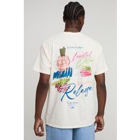 Oversize T-Shirt in Ecru mit Man Print - XS, Ecru Oversize T-Shirt in Ecru mit Man Print - XS, Ecru von boohooman