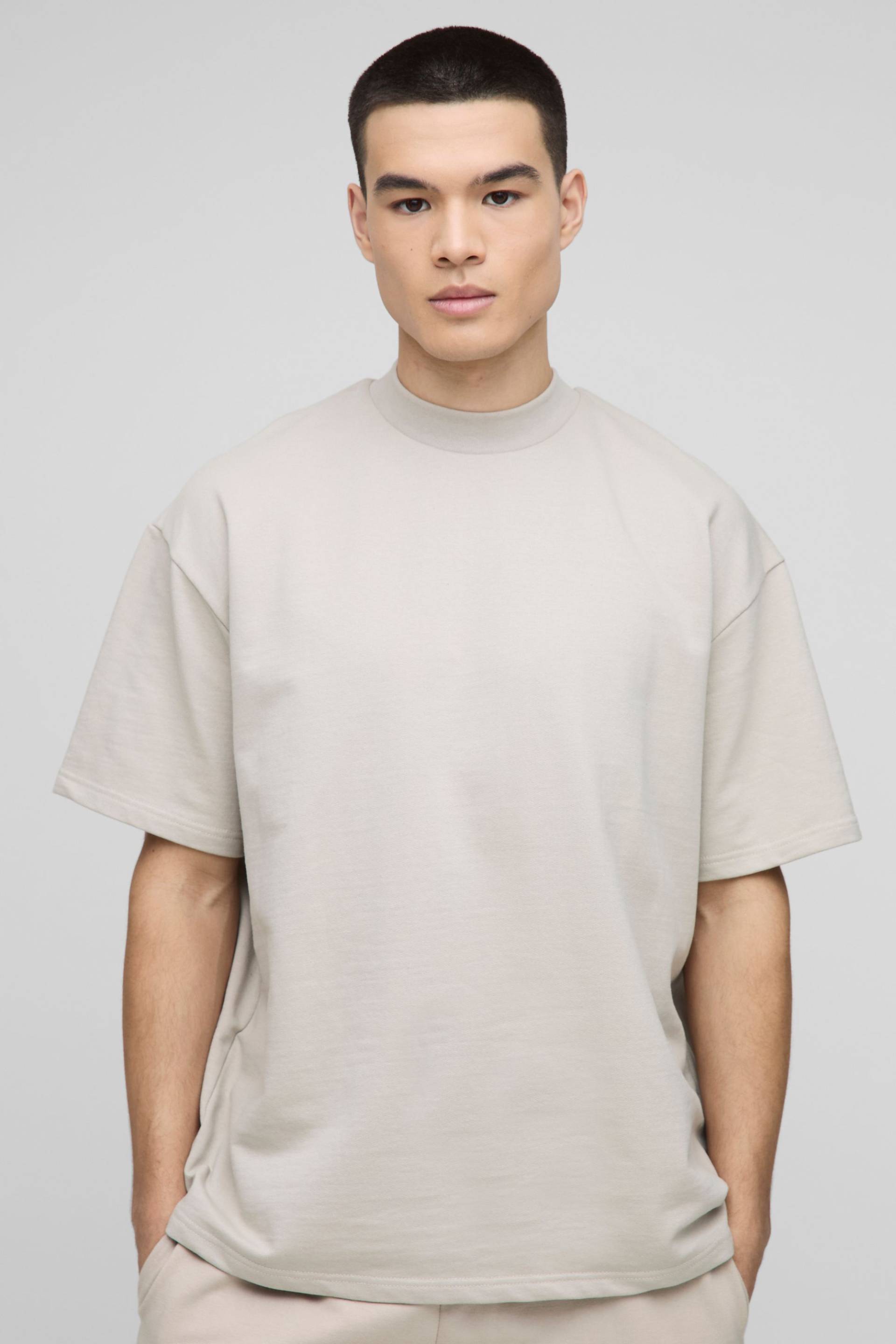 Oversize T-Shirt - light khaki - M, light khaki von boohooman