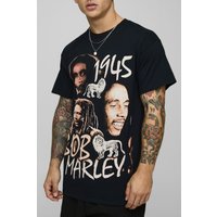 Oversize T-Shirt mit Bob Marley Print - Schwarz - XS, Schwarz von boohooman