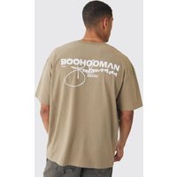 Oversize T-Shirt mit Boohooman-Stickerei - Khaki - M, Khaki von boohooman
