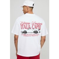 Oversize T-Shirt mit Capri Moto-Print - Weiß - XS, Weiß Oversize T-Shirt mit Capri Moto-Print - Weiß - XS, Weiß von boohooman