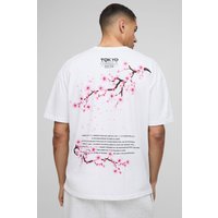 Oversize T-Shirt mit Cherry Blossom Print - Weiß - XS, Weiß Oversize T-Shirt mit Cherry Blossom Print - Weiß - XS, Weiß von boohooman