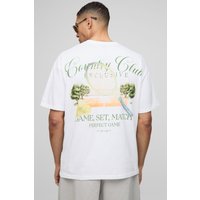 Oversize T-Shirt mit Country Club Tennis Print - Weiß - XS, Weiß Oversize T-Shirt mit Country Club Tennis Print - Weiß - XS, Weiß von boohooman