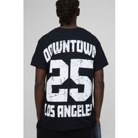 Oversize T-Shirt mit Downtown LA 25 Print - Schwarz - XS, Schwarz von boohooman