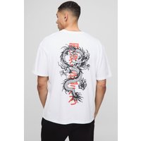 Oversize T-Shirt mit Drachen-Print - Weiß - XS, Weiß Oversize T-Shirt mit Drachen-Print - Weiß - XS, Weiß von boohooman