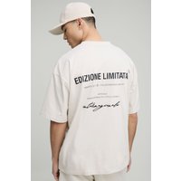 Oversize T-Shirt mit Edition Limited Print - Ecru - S, Ecru von boohooman