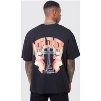 Oversize T-Shirt mit Fallen Angel Print - Schwarz - S, Schwarz von boohooman