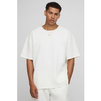 Oversize T-Shirt mit Falten - Ecru - XS, Ecru Oversize T-Shirt mit Falten - Ecru - XS, Ecru von boohooman