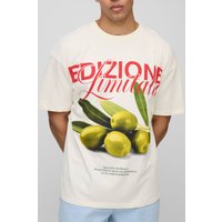 Oversize T-Shirt mit Folien-Print - Ecru - XS, Ecru Oversize T-Shirt mit Folien-Print - Ecru - XS, Ecru von boohooman