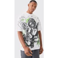 Oversize T-Shirt mit Gothic Renaissance-Print - Weiß - XS, Weiß Oversize T-Shirt mit Gothic Renaissance-Print - Weiß - XS, Weiß von boohooman