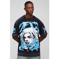Oversize T-Shirt mit Graffiti-Print - Schwarz - XS, Schwarz Oversize T-Shirt mit Graffiti-Print - Schwarz - XS, Schwarz von boohooman