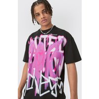 Oversize T-Shirt mit Grafitti-Print - Schwarz - XS, Schwarz Oversize T-Shirt mit Grafitti-Print - Schwarz - XS, Schwarz von boohooman