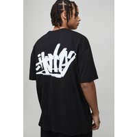 Oversize T-Shirt mit Homme Grafitti-Print - Schwarz - XS, Schwarz Oversize T-Shirt mit Homme Grafitti-Print - Schwarz - XS, Schwarz von boohooman
