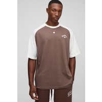 Oversize T-Shirt mit Homme Kontrast Raglan Print - Braun - S, Braun Oversize T-Shirt mit Homme Kontrast Raglan Print - Braun - S, Braun von boohooman