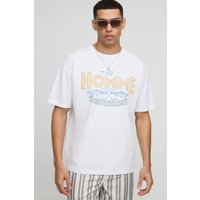 Oversize T-Shirt mit Homme Sardetail - Weiß - XS, Weiß von boohooman