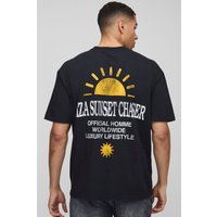 Oversize T-Shirt mit Ibiza Sunset Chaser Print - Schwarz - XS, Schwarz von boohooman