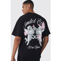 Oversize T-Shirt mit Limited Edition Cupid Print - Schwarz - M, Schwarz von boohooman