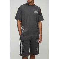 Oversize T-Shirt mit Limited Edition Print & Shorts - Grau - XS, Grau Oversize T-Shirt mit Limited Edition Print & Shorts - Grau - XS, Grau von boohooman