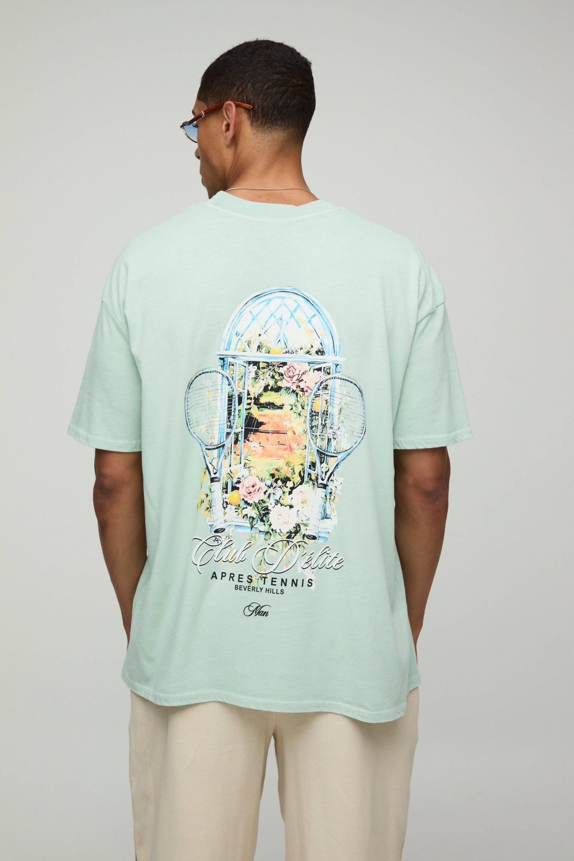 Oversize T-Shirt mit MAN Club D'Eite Print - Grün - M, Grün von boohooman