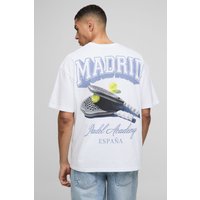 Oversize T-Shirt mit Madrid-Print - Weiß - XS, Weiß Oversize T-Shirt mit Madrid-Print - Weiß - XS, Weiß von boohooman