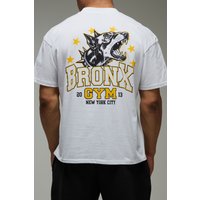 Oversize T-Shirt mit Man Active Bronx Gym Print - Weiß - XS, Weiß von boohooman