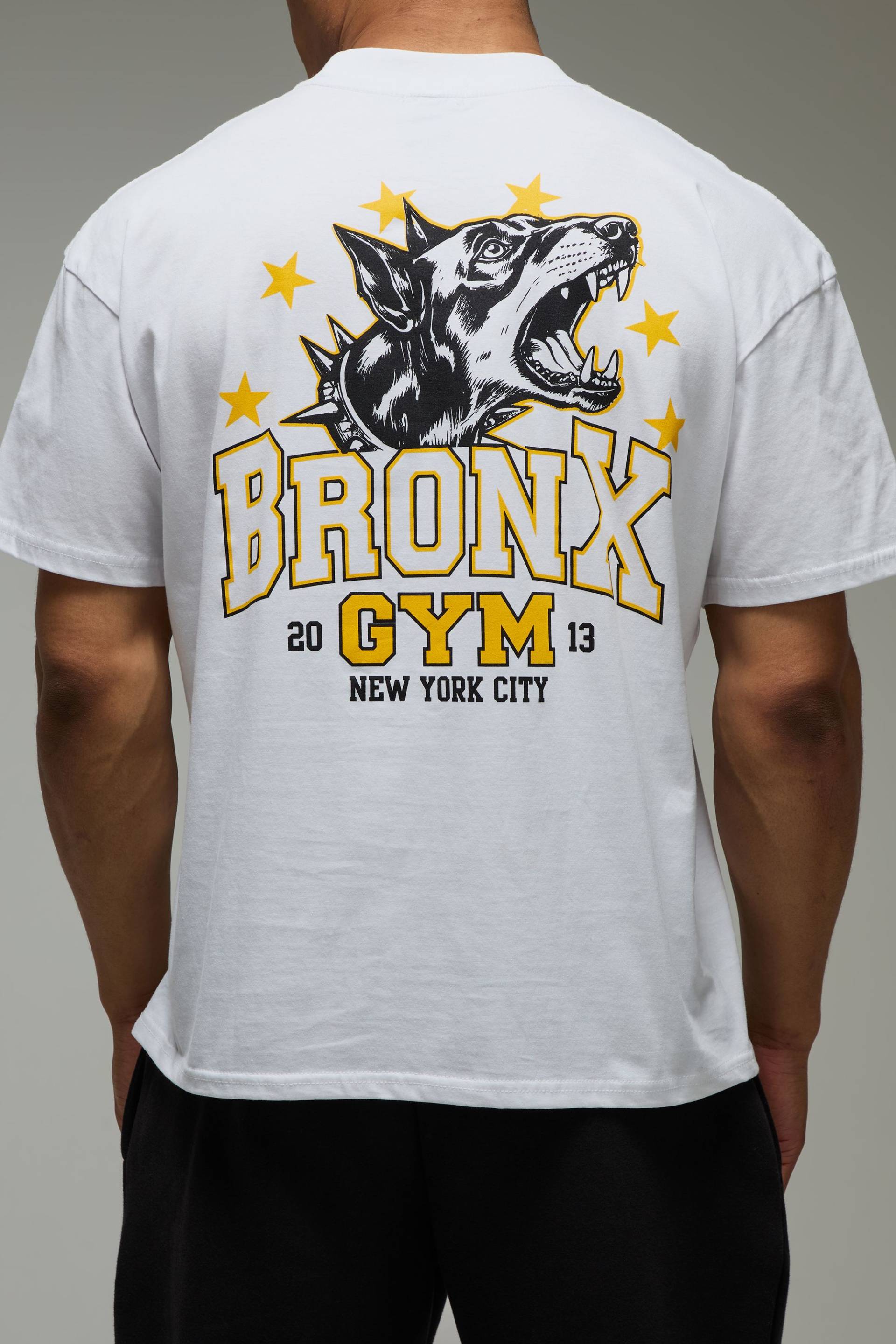 Oversize T-Shirt mit Man Active Bronx Gym Print - Weiß - XS, Weiß von boohooman